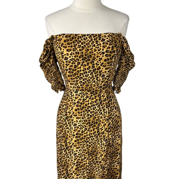 Blue Rain Dress Womens Medium Brown Black Cheeta Print Midi - Picture 5 of 12